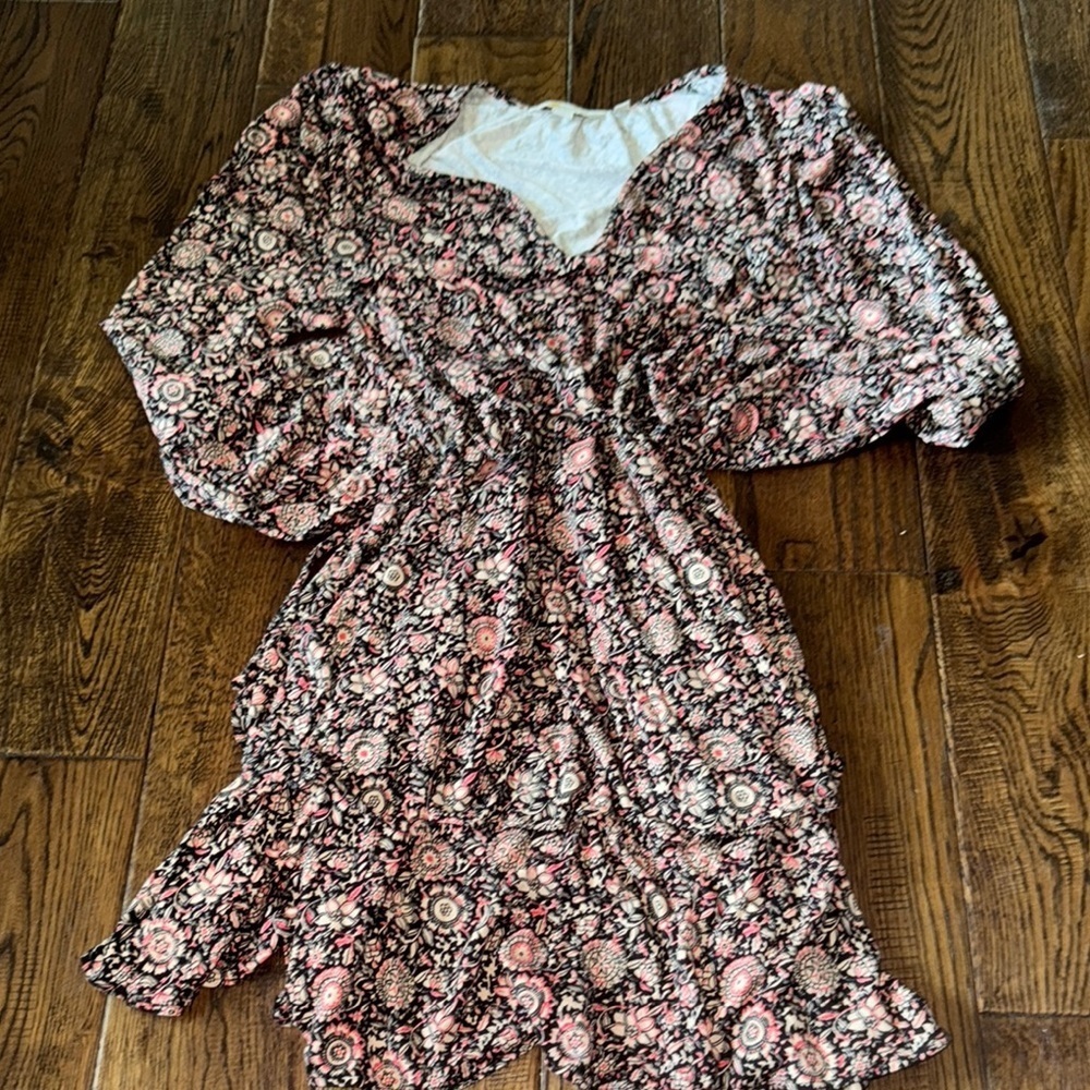 Boden Dress with Pink and Black Floral Design Size 10R